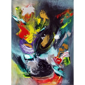 S. M. Naqvi, Acrylic on Canvas, 10  x 14 Inch, Abstract Painting, AC-SMN-023